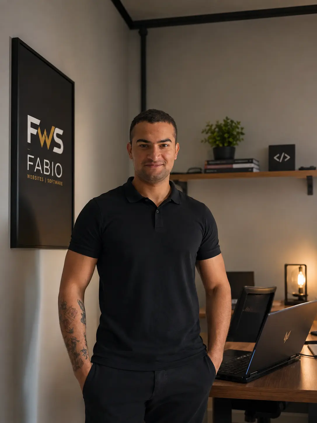 Retrato profissional de Fabio Conceição em seu ambiente de trabalho