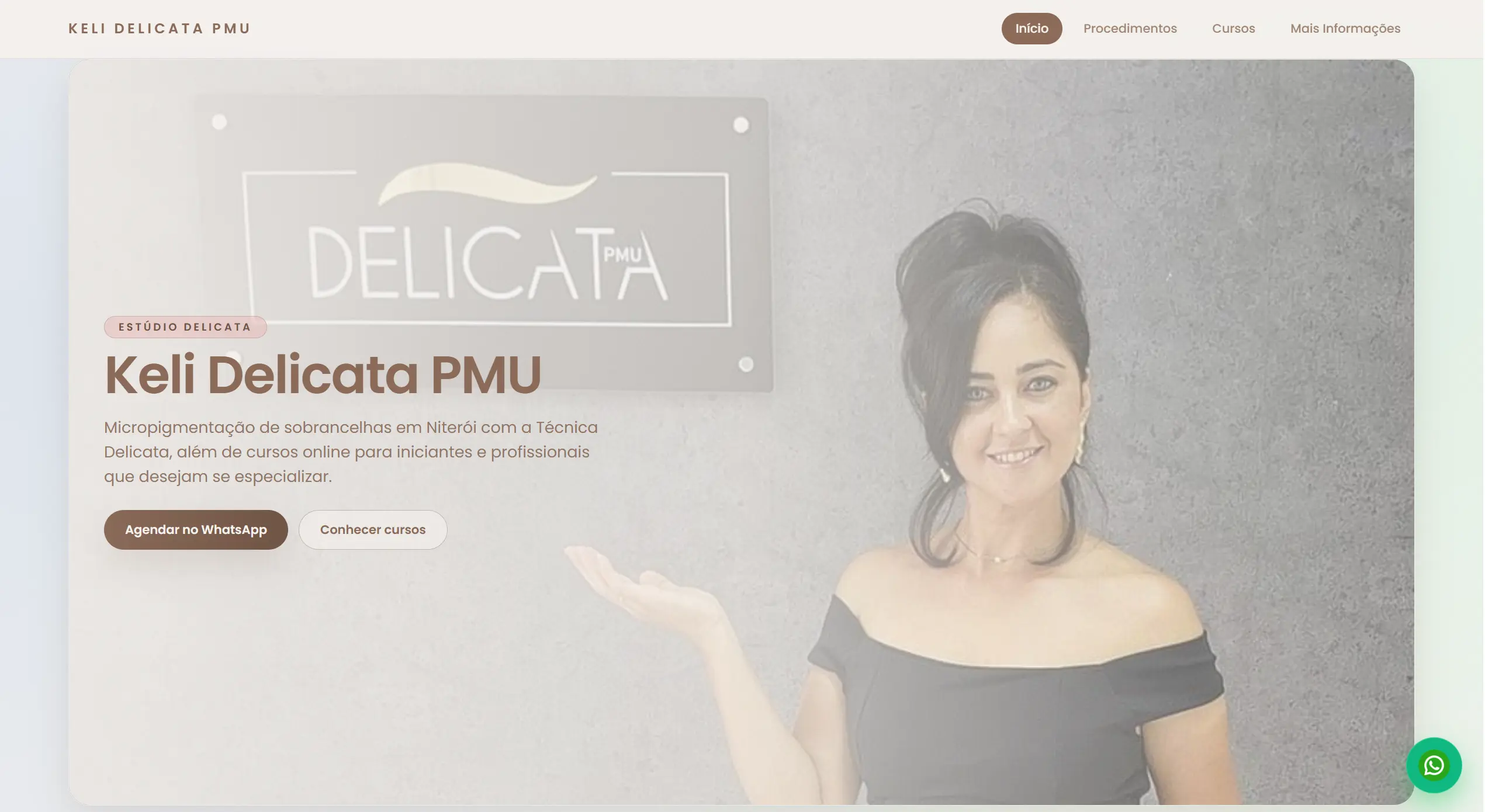 Website profissional de Keli Delicata PMU desenvolvido por Fabio Conceição